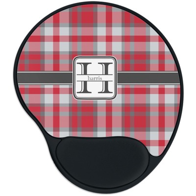 Red & Gray Plaid Mouse Pad with Wrist Support