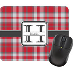 Red & Gray Plaid Rectangular Mouse Pad (Personalized)