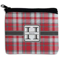Red & Gray Plaid Rectangular Coin Purse (Personalized)