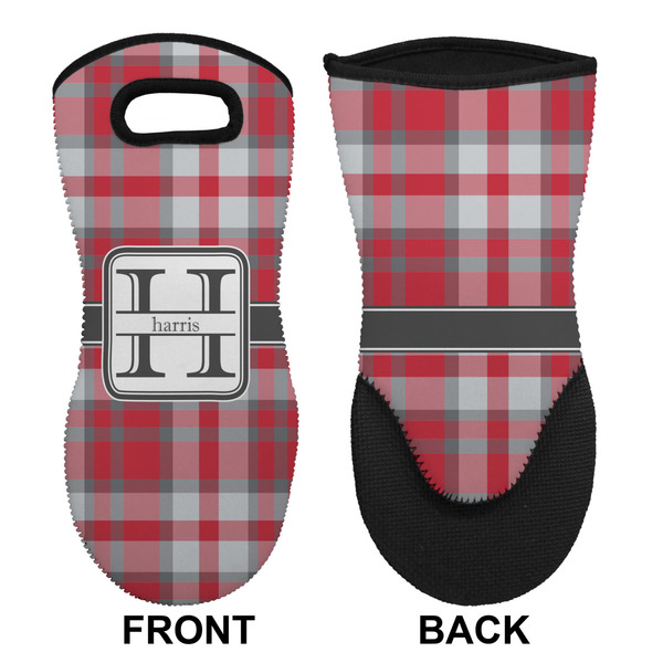 Red & Gray Plaid Neoprene Oven Mitt (Front & Back)