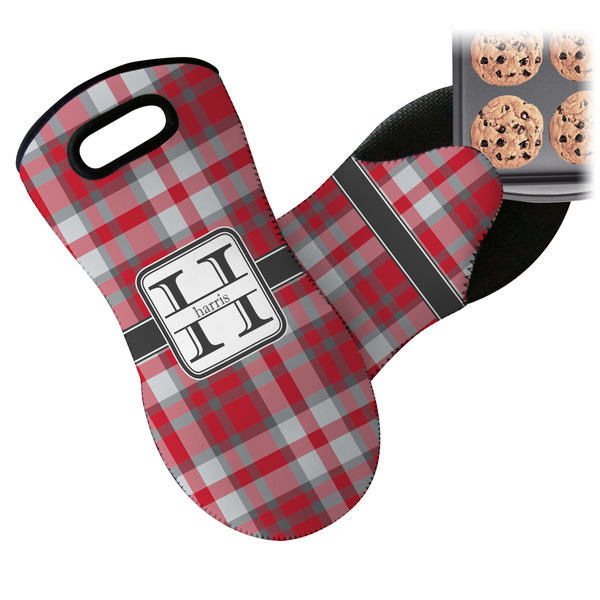 Red & Gray Plaid Neoprene Oven Mitt