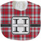 Red & Gray Plaid New Baby Bib - Closed and Folded