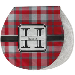 Red & Gray Plaid Burp Pad - Velour w/ Name and Initial
