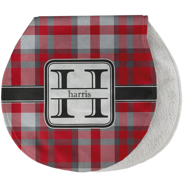 Red & Gray Plaid New Baby Burp Folded