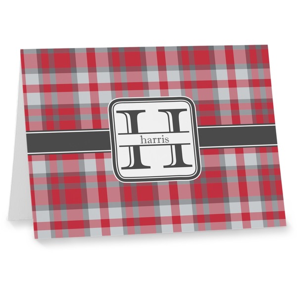 Custom Red & Gray Plaid Note cards (Personalized)