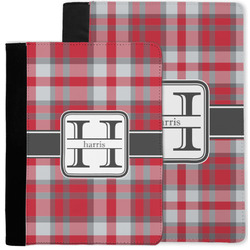 Red & Gray Plaid Notebook Padfolio w/ Name and Initial
