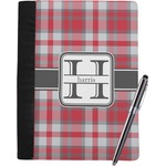 Red & Gray Plaid Notebook Padfolio - Large w/ Name and Initial