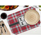 Red & Gray Plaid Octagon Placemat - Single front (LIFESTYLE) Flatlay