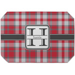 Red & Gray Plaid Dining Table Mat - Octagon (Single-Sided) w/ Name and Initial