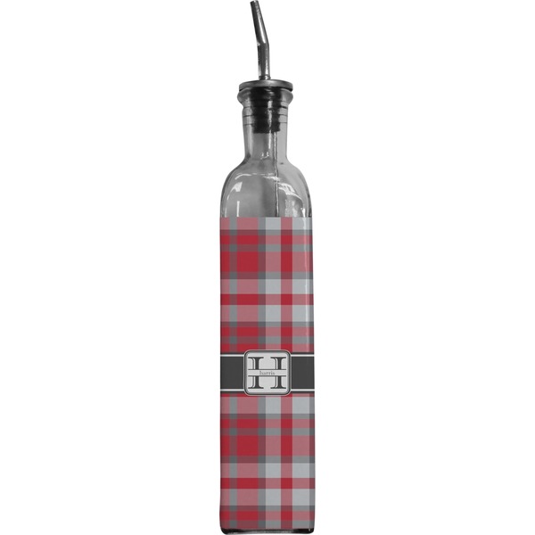 Custom Red & Gray Plaid Oil Dispenser Bottle (Personalized)