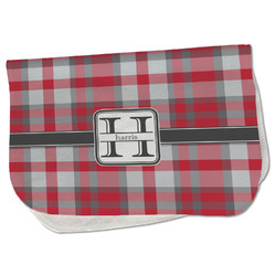 Red & Gray Plaid Burp Cloth - Fleece w/ Name and Initial