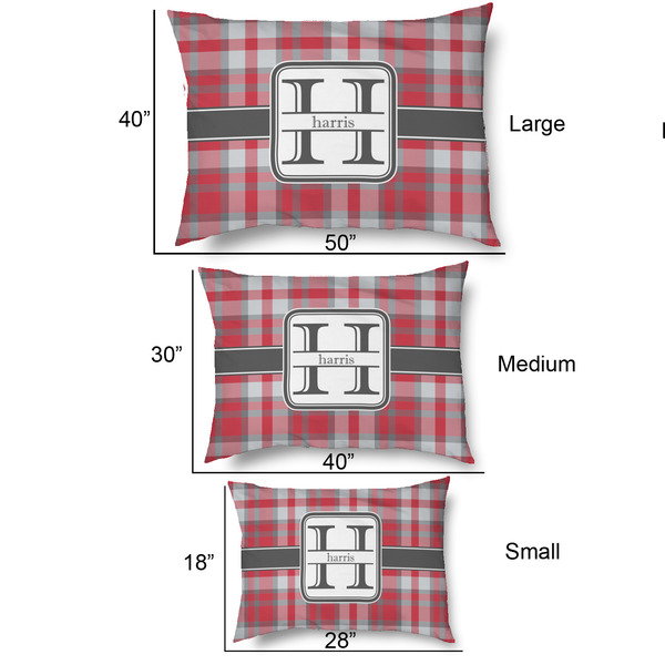 Red & Gray Plaid Outdoor Dog Beds - SIZE CHART