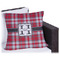 Red & Gray Plaid Outdoor Pillow - 18" (Personalized)