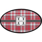Red & Gray Plaid Oval Trailer Hitch Cover (Personalized)