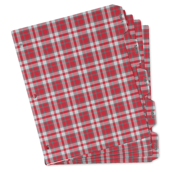 Custom Red & Gray Plaid Binder Tab Divider Set (Personalized)