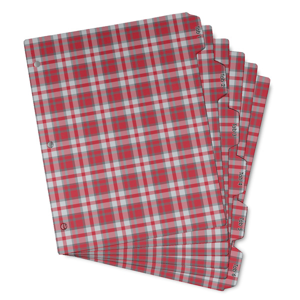Custom Red & Gray Plaid Binder Tab Divider - Set of 6 (Personalized)