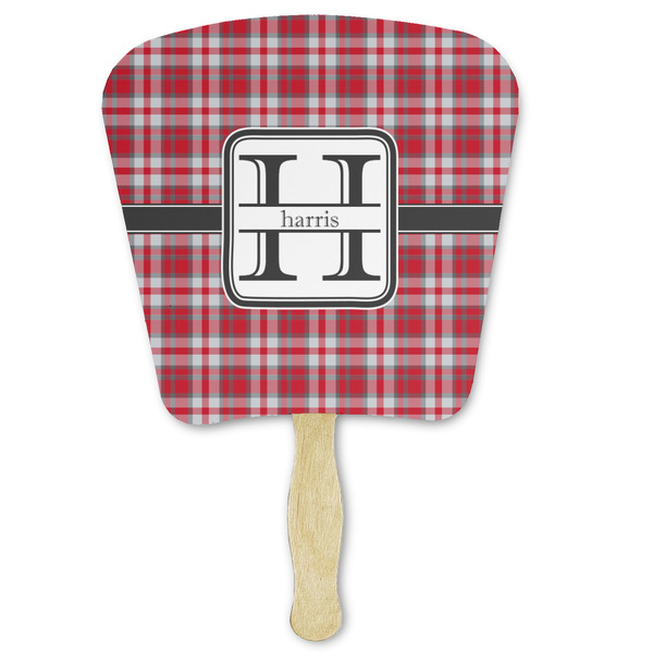Custom Red & Gray Plaid Paper Fan (Personalized)