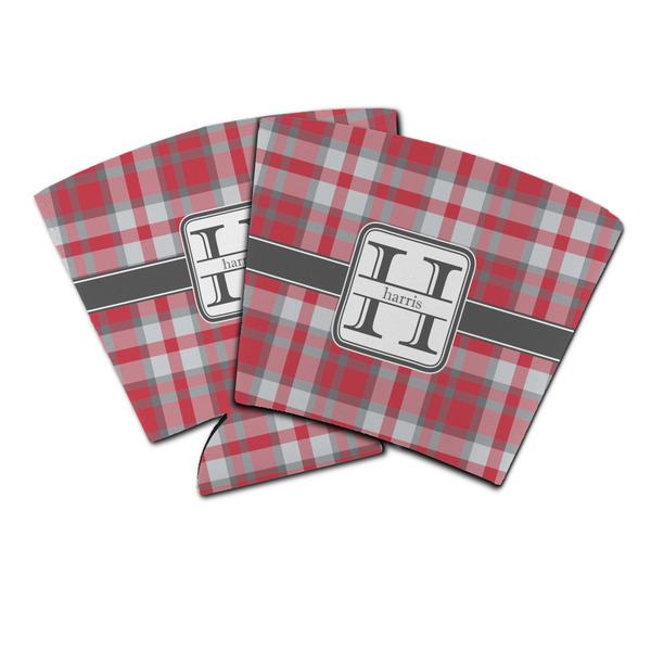 Custom Red & Gray Plaid Party Cup Sleeve (Personalized)