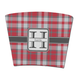 Red & Gray Plaid Party Cup Sleeve - without bottom (Personalized)