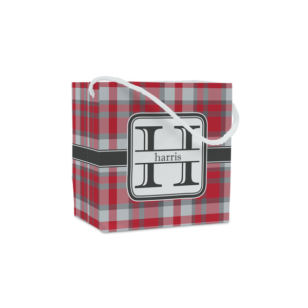 Custom Red & Gray Plaid Party Favor Gift Bags - Gloss (Personalized)