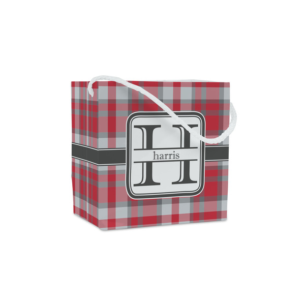 Custom Red & Gray Plaid Party Favor Gift Bags - Matte (Personalized)