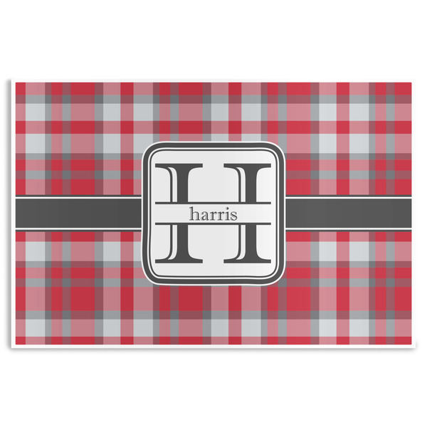 Custom Red & Gray Plaid Disposable Paper Placemats (Personalized)