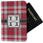 Red & Gray Plaid Passport Holder - Fabric (Personalized)