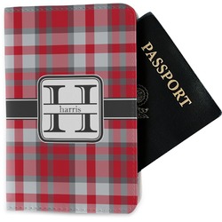 Red & Gray Plaid Passport Holder - Fabric (Personalized)
