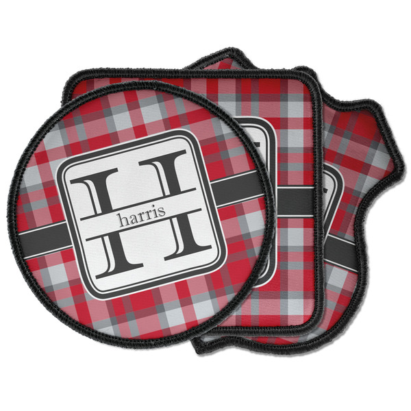 Custom Red & Gray Plaid Iron on Patches (Personalized)