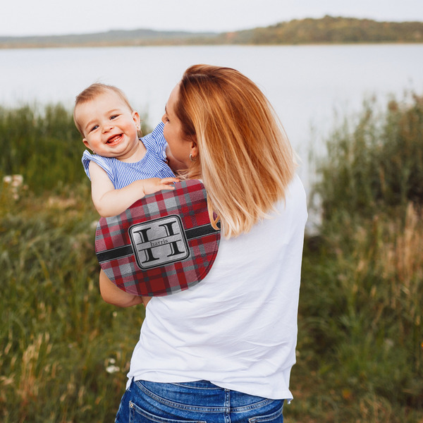 Red & Gray Plaid Peanut Shaped Burp - Lifestyle