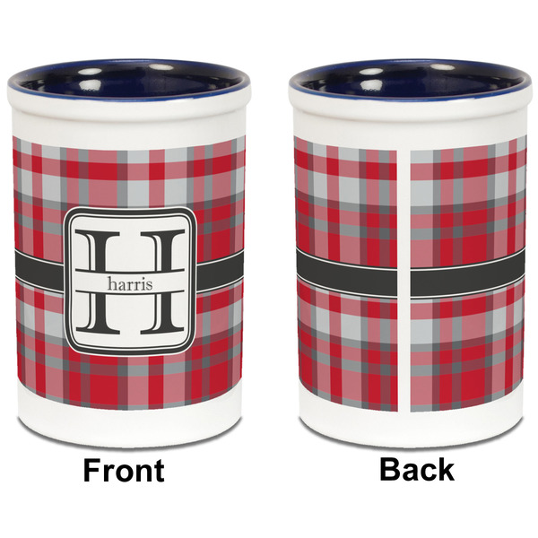 Red & Gray Plaid Pencil Holder - Blue - approval