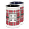 Red & Gray Plaid Ceramic Pencil Holder - Large