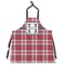 Red & Gray Plaid Apron Without Pockets w/ Name and Initial