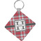 Red & Gray Plaid Personalized Diamond Key Chain