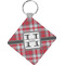 Red & Gray Plaid Diamond Plastic Keychain w/ Name and Initial