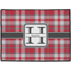 Red & Gray Plaid Door Mat - 24"x18" (Personalized)