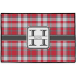 Red & Gray Plaid Door Mat - 36"x24" (Personalized)
