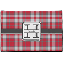Red & Gray Plaid Door Mat - 36"x24" (Personalized)