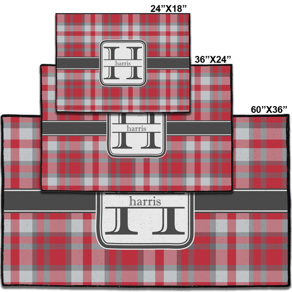 Red & Gray Plaid Personalized Door Mat - Group Parent IMF