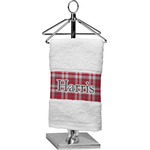 Red & Gray Plaid Cotton Finger Tip Towel (Personalized)