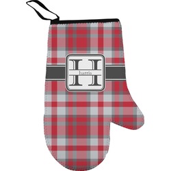 Red & Gray Plaid Right Oven Mitt (Personalized)