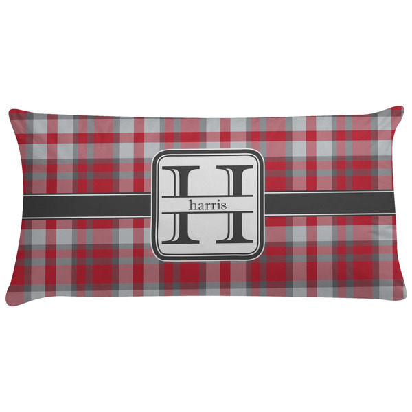 Custom Red & Gray Plaid Pillow Case - King (Personalized)