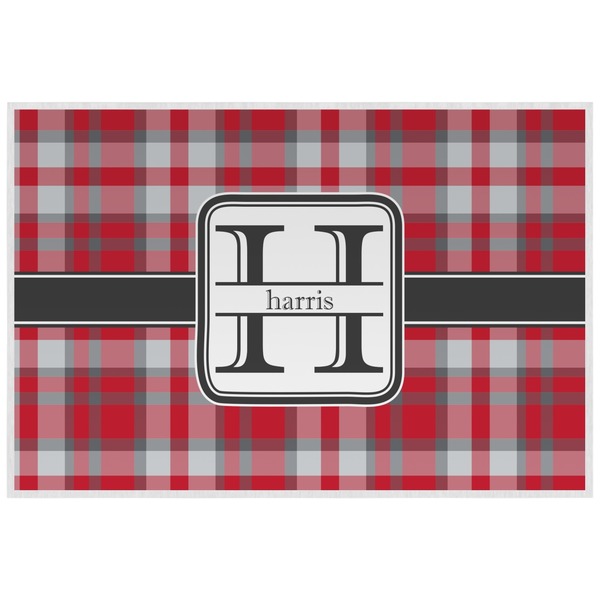 Red & Gray Plaid Personalized Placemat (Back)