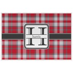 Red & Gray Plaid Laminated Placemat w/ Name and Initial