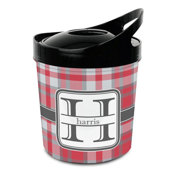Custom Red & Gray Plaid Plastic Ice Bucket (Personalized)