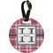 Red & Gray Plaid Personalized Round Luggage Tag