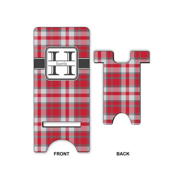 Red & Gray Plaid Phone Stand - Front & Back