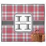 Red & Gray Plaid Outdoor Picnic Blanket (Personalized)