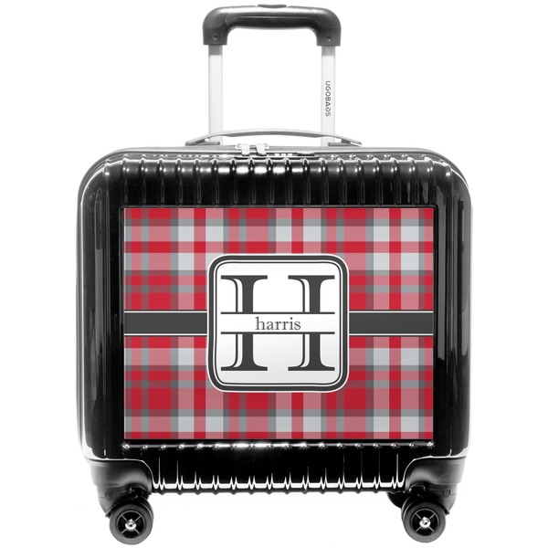 Custom Red & Gray Plaid Pilot / Flight Suitcase (Personalized)