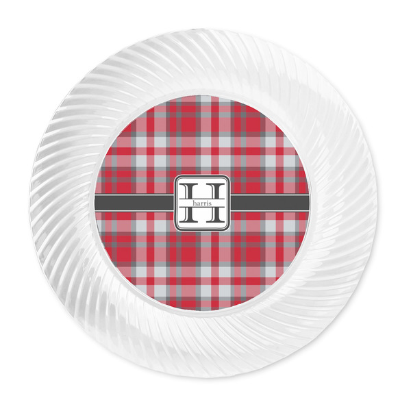 Red & Gray Plaid Plastic Party Dinner Plates - Approval